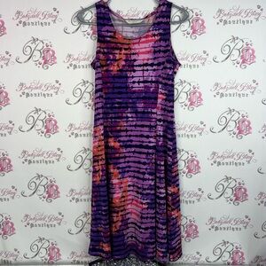 Allison Daley dress tie dye striped multicolor Purple Pink Tie-Dye Midi Dress